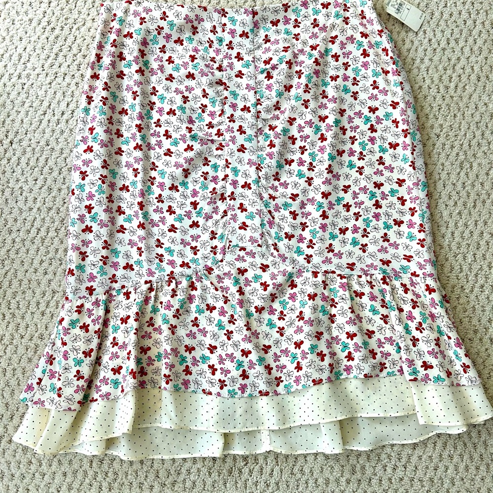 Nanette Lepore White and Red Trumpet Midi Skirt